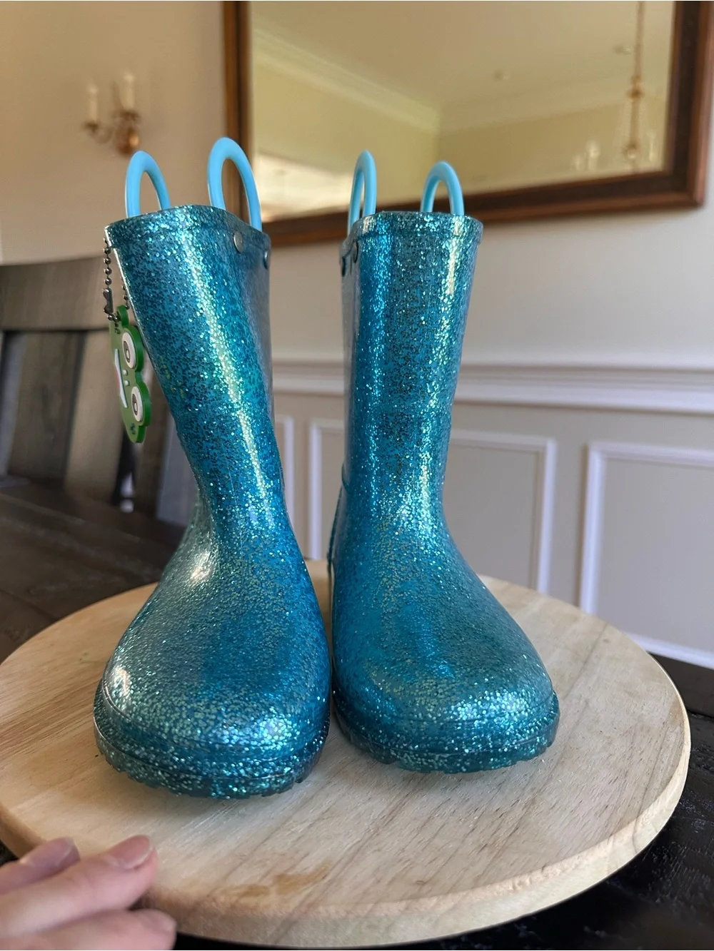 Western Chief Turquoise Blue Glitter waterproof Rain Boots